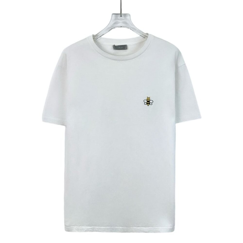 CM0245 Dior White Bee Embroidered Cotton T-Shirt